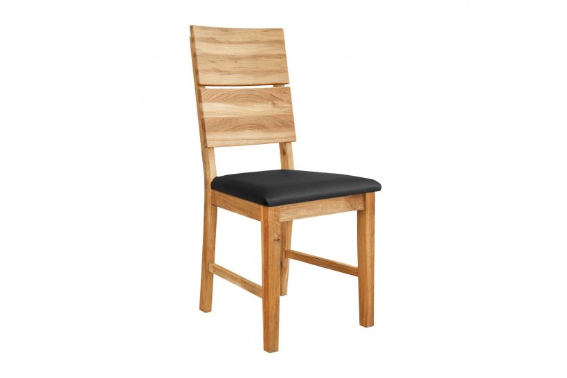 sedia rovere chiaro massello moderna con seduta ecopelle nera