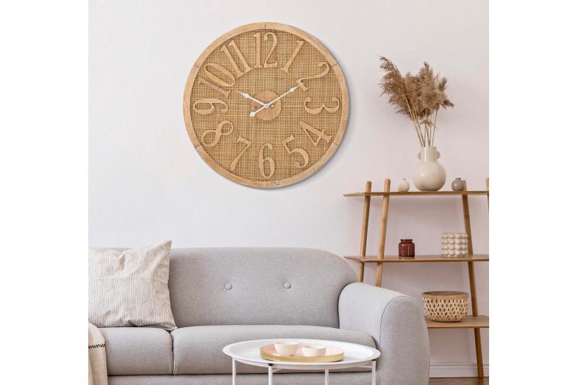 Meraviglioso orologio da parete in giunco color legno