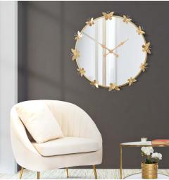 Orologio da parete rotondo oro con specchio