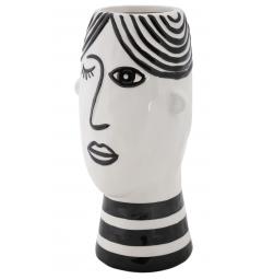 design moderno vaso in porcellana con volto disegnato