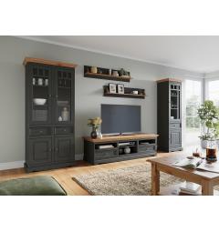 mobile porta tv shabby chic grafite top naturale legno massello di pino