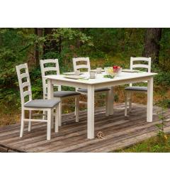 Tavolo da pranzo legno massello di pino allungabile bianco shabby chic
