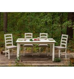Tavolo soggiorno legno massello di pino allungabile bianco shabby chic