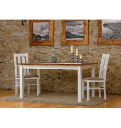 Tavolo allungabile pino massello bianco top color rovere shabby chic