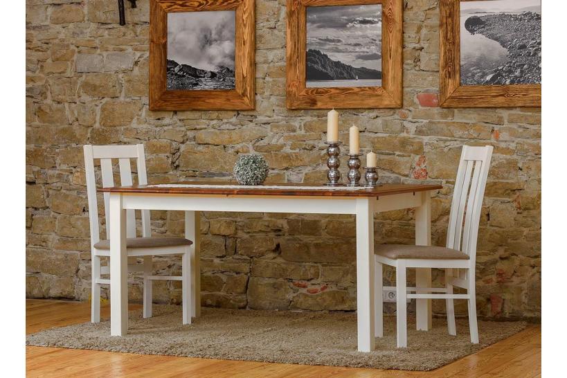 Tavolo rettangolare allungabile pino massello bianco shabby chic