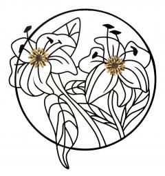 pannello con fiori semplici all'interno del cerchio