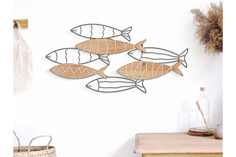 Pannello tridimensionale da muro raffigurazione pesci colori tenui