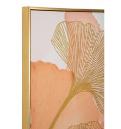 cornice dorata disegno floreale stampa su tela in legno