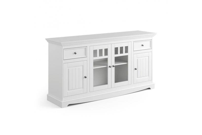 Credenza vetrina shabby chic pino massello bianca