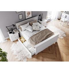 Letto matrimoniale shabby chic pino massello bianco 180x200