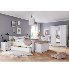 Letto bianco shabby chic 180x200 pino massello con cassetti