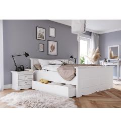 Letto bianco shabby chic una piazza e mezzo pino massello con cassetti