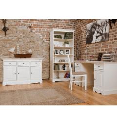 Scrittoio shabby chic bianco in pino massello con cassetti