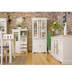 Vetrinetta libreria shabby chic pino massello bianco