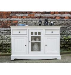 Credenza vetrina shabby chic bianca legno massello di pino