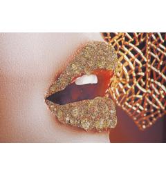 particolare labbra dorate stampa decorativa