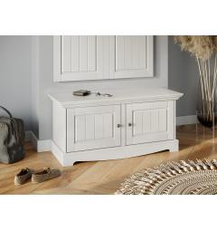 Mobiletto scarpiera shabby chic pino massello bianco