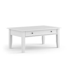 Tavolino rettangolare shabby chic pino massello bianco