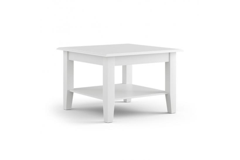 Tavolino da caffè shabby chic legno massello di pino bianco