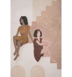 particolare donne sedute di schiena dipinto su tela
