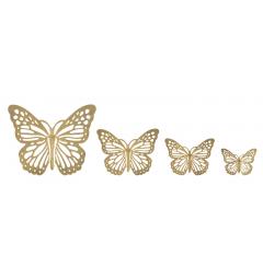 set decorativo farfalle da muro in metallo dorato