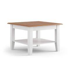 Tavolino quadrato shabby chic pino massello bianco e rovere