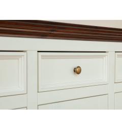 Credenza shabby chic 3 ante pino massello bianco e piano tinto noce