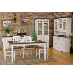 Madia shabby chic 3 ante pino massello bianco e top tinto noce