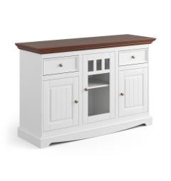 Credenza cristalliera shabby chic pino massello bianco e color noce