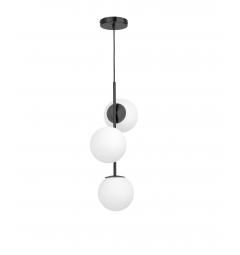 lampadario palle bianche metallo nero 3 punti luce