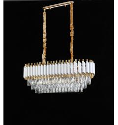lampadario moderno con cristalli rettangolari bianco e oro MAZINI PRO