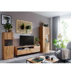 porta tv in legno naturale massello oliato industrial