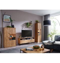 Porta tv 2 ante in legno naturale massello stile industriale