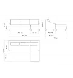 misure Divano letto angolare in velluto blu grigiastro Shabby Chic