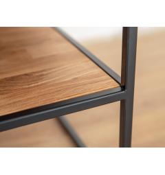 Tavolino quadrato design in legno naturale massello di rovere stile industriale