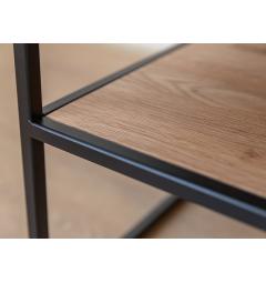Tavolino quadrato per soggiorno in legno naturale massello di rovere stile industriale
