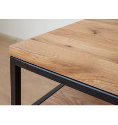 Tavolino soggiorno quadrato in legno naturale massello di rovere stile industriale