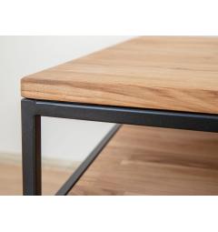 Tavolino rettangolare da caffè in legno naturale massello di rovere design industriale