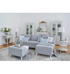 pouf in velluto blu grigiastro