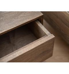 Comodino pensile in rovere massello naturale affumicato design minimale