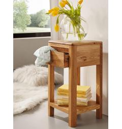 Tavolino da fiori con cassetto in legno massello di rovere oliato