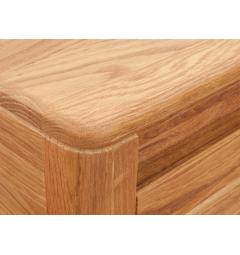 Tavolino moderno alto con cassetto in legno massello di rovere oliato