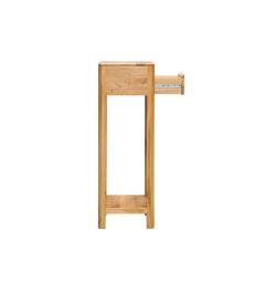 Tavolino d'appoggio con cassetto in legno naturale massello di rovereoliato
