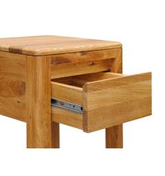 Tavolino moderno d'appoggio con cassetto in legno naturale massello di rovere oliato