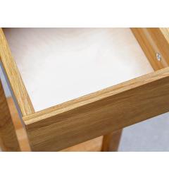 Tavolino moderno d'appoggio con cassetto in legno naturale massello di rovere oliato