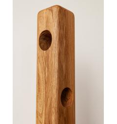 Portabottiglie verticale rustico in legno naturale di rovere massello oliato