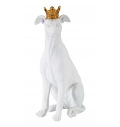 scultura cane bianco con corona