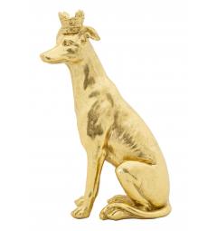 scultura cane oro con corona