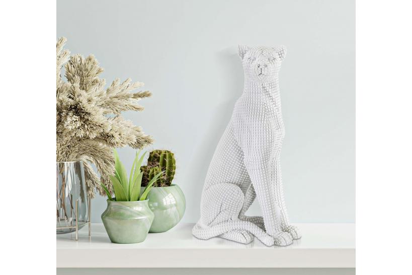 scultura leopardo bianco