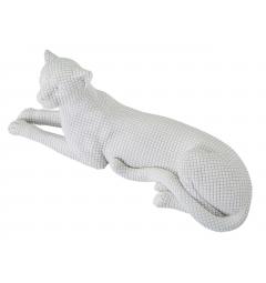 scultura da tavolo a forma di leopardo sdraiato bianco